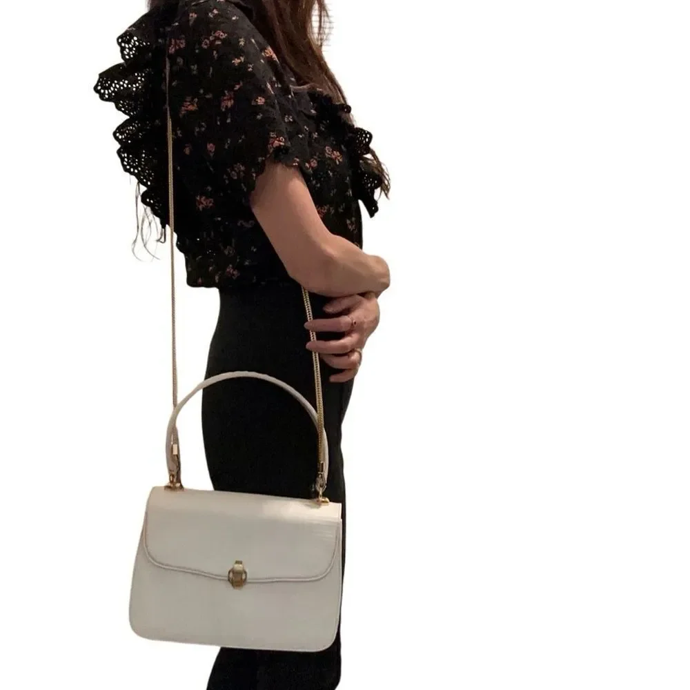 Gucci lizard embossed leather top handle tote